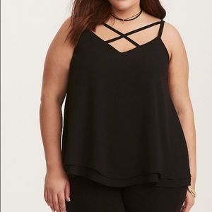 Torrid BLACK STRAPPY CHIFFON SWING CAMI